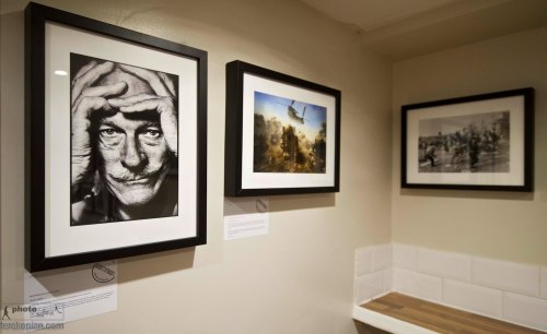 Setting up the Fleet Street Photo Exhibition at "The Fleet Street Press" Coffee and Tea House, 3 Fleet Street, EC4Y 1AU, London. April 21, 2013. Photo: ©Jonathan Buckmaster