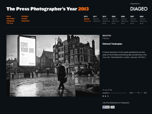 The Press Photographers' Year (PPY) website, "Features" section.