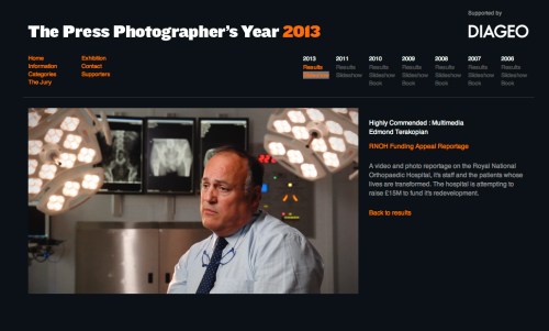 The Press Photographers' Year (PPY) website, Highly Commended, Multimedia section.