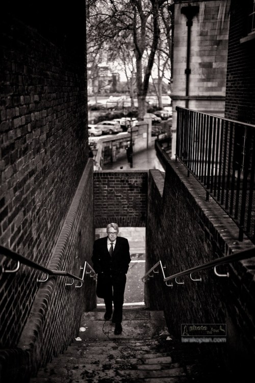 Street life. Stairs and the businessman. Essex Street, London WC2. February 14, 2013. Photo: ©Edmond Terakopian