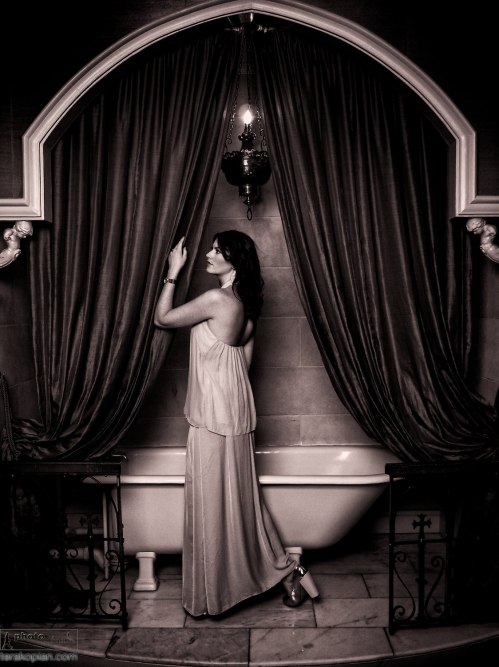 Portrait of a model. Olympus OM-D EM-1 Test Shot witht he Olympus 45mm f1.8 lens.  Castle Leslie, Glaslough, Ireland. September 10, 2013. Photo: ©Edmond Terakopian    *jpeg image processed in Aperture and Silver Efex Pro 2*