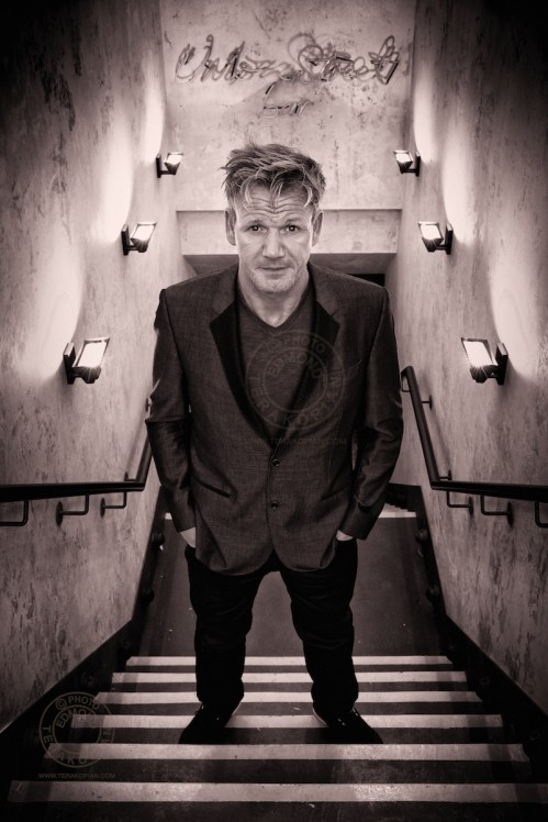 Gordon Ramsay at the steps leading to his Union Street Bar, 47-51 Great Suffolk Street, Southwark, London SE1.  August 30, 2013. Photo: ©Edmond Terakopian