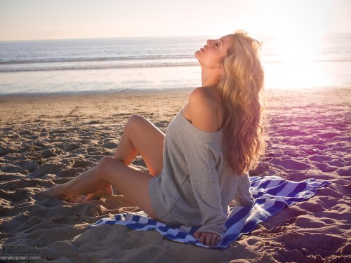Andrea Feczko (American TV Presenter and digital content creator. www.andreafeczko.com), on Santa Monica beach. LA, USA. January 14, 2014. Photo: Edmond Terakopian