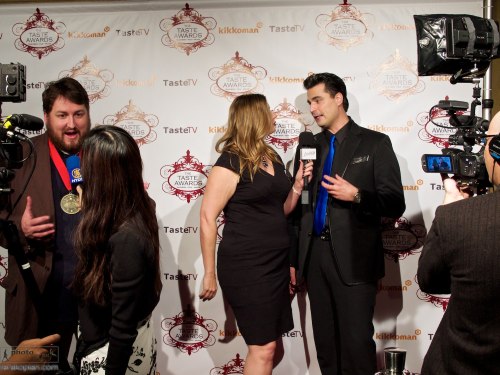 TV interviews with some of the winners. The 5th annual Taste Awards red carpet ceremony and celebrations, The Egyptian Theatre, Hollywood Boulevard, Hollywood, California, USA. January 16, 2014.  Photo: Edmond Terakopian