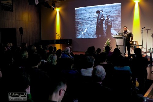 Edmond Terakopian giving a talk on Photography & Film to the IFC (International Features Conference), Media Campus (Medienstifftung der Sparkasse Leipzig), Poetenweg, Leipzig, Germany. May 14, 2014. Photo: Thomas Martin Gasser / @ThomasMGasser