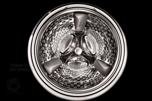 The inside of a washing machine drum, photographed on a fisheye lens. July 07, 2014. Photo: Edmond Terakopian Shot using a Nikkor 8mm Fisheye lens on a Leica M (Type 240), using a Novoflex Nikon to Leica M adapter.