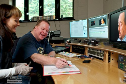 Editing the fund raising video for RNOH at New Day Pictures' editing suite in Surrey. Assistant Nicola Taylor and video editor Neil Patience at work.  November 08, 2011. Photo: Edmond Terakopian