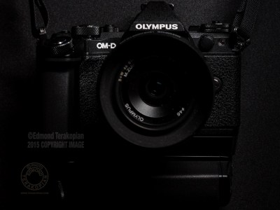 My black Olympus OM-D E-M5 Mark II camera and M.Zuiko 17mm f1.8 lens. April 29, 2015. Photo: Edmond Terakopian