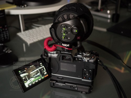 The new Olympus OM-D E-M5 Mark II fitted with the HLD-8 Power Battery Grip and Rode Steroe VideoMic X. February 05, 2015. Photo: © Edmond Terakopian