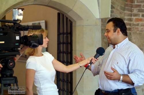 TV Interview. In Prague to recieve the Prize of Prague and view my solo exhibition which was part of the prize. September 2006. Photo: FotoPajer